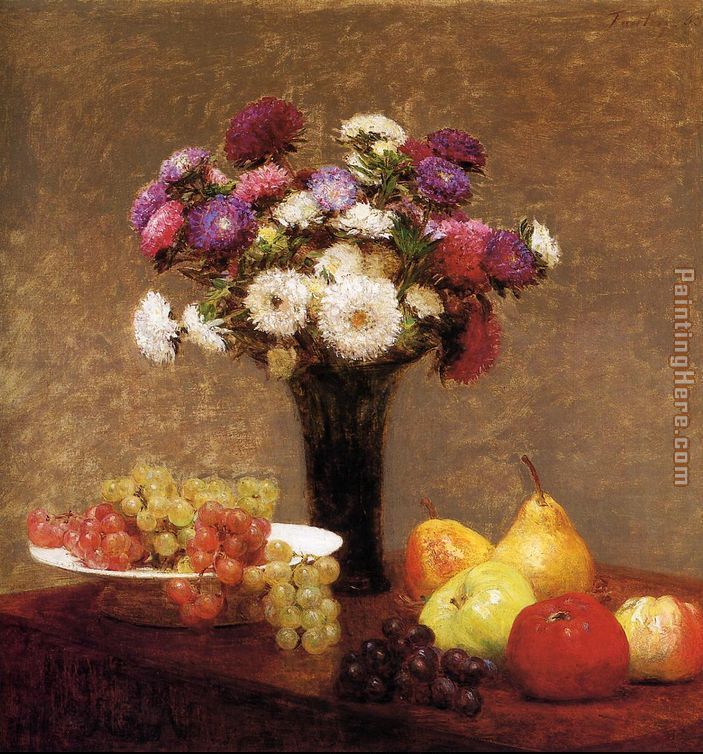 Henri Fantin-Latour Asters and Fruit on a Table